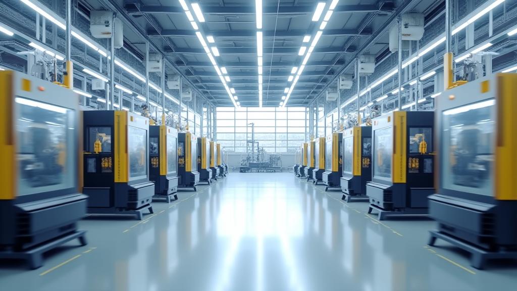 A modern, automated manufacturing plant floor.